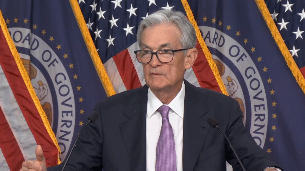 Jerome Powell addressing the Press