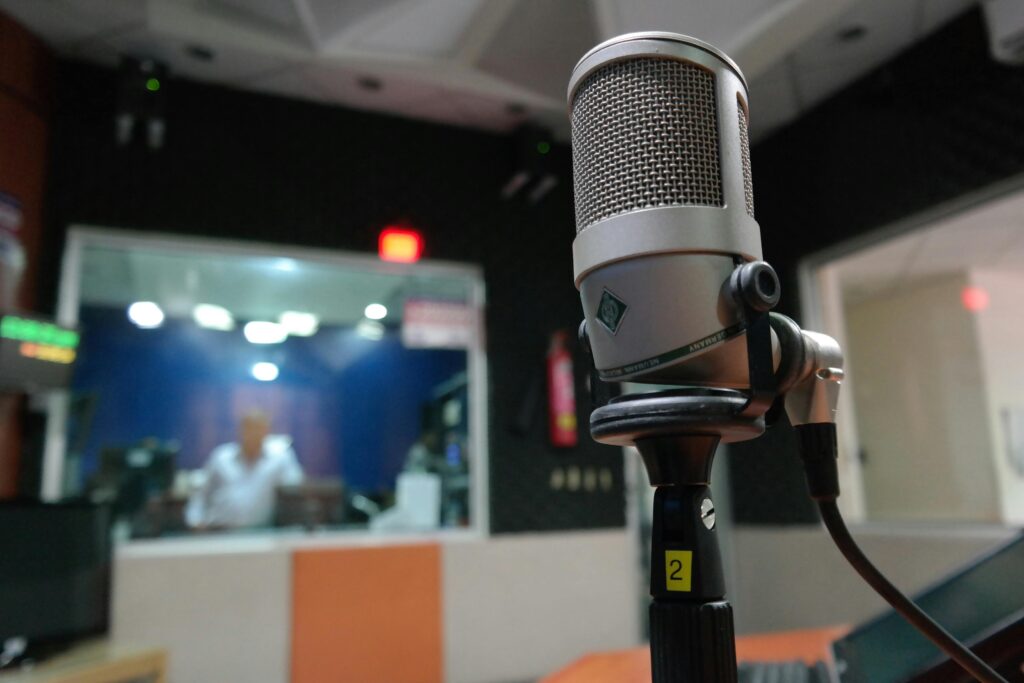 Inside the podcast studio